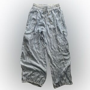 Carly Jean Los Angeles Blue Striped Wide Leg Jogger Harem Baggy Pants CJLA